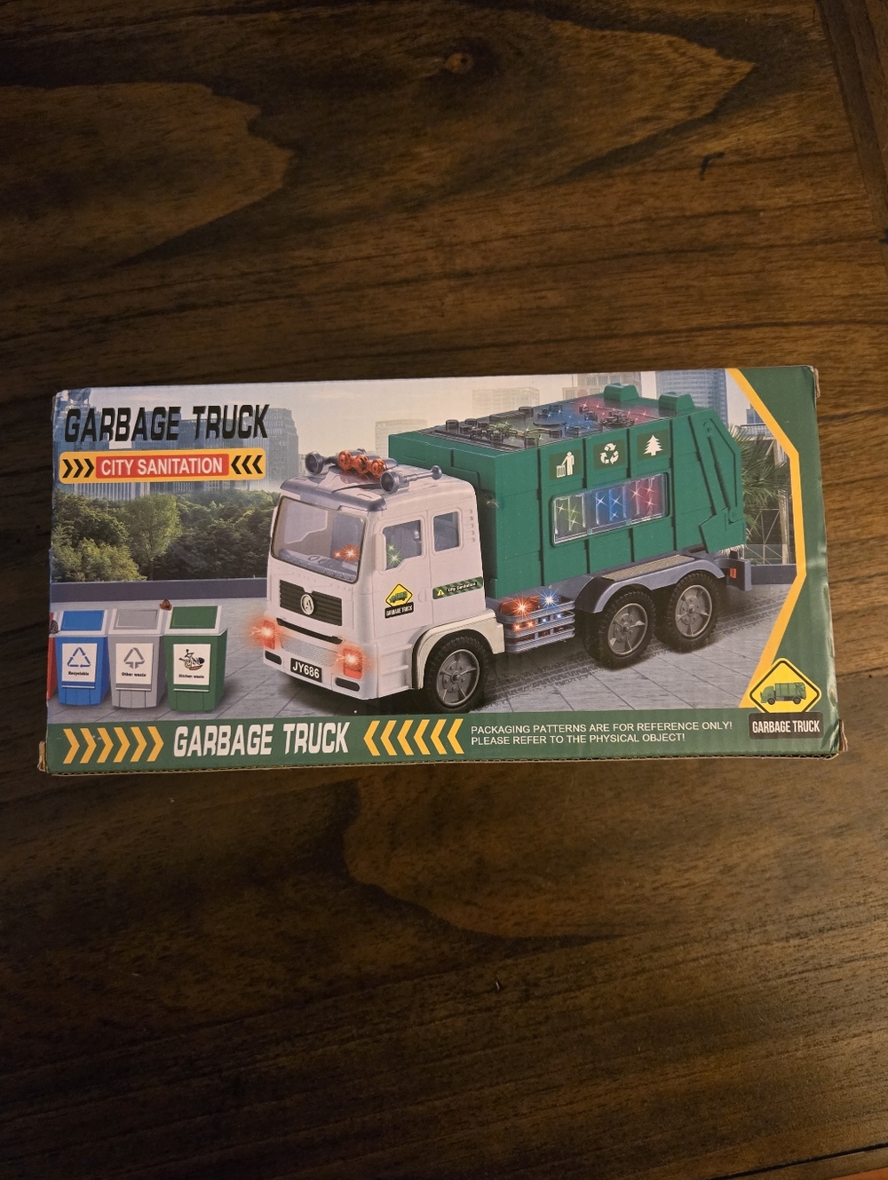 Garbage Truck Kids Toy - Green and White City Sanitation Truck